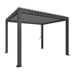 3.5m x 3m Biohort Metal Pergola - Metallic Dark Grey with Metallic Silver Roof Louvres