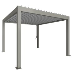 3.50m x 3.50m Biohort Metal Pergola - Metallic Quartz Grey with Metallic Silver Roof Louvres