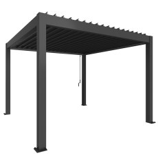 3.50m x 3.50m Biohort Metal Pergola - Metallic Dark Grey with Metallic Dark Grey Roof Louvres