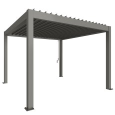 3.50m X 3.50m Biohort Metal Pergola - Metallic Quartz Grey with Metallic Quartz Grey Roof Louvres