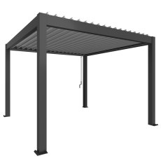 3.50m x 3.50m Biohort Metal Pergola - Metallic Dark Grey with Metallic Silver Roof Louvres