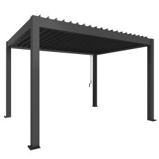 4m x 3m Biohort Metal Pergola - Metallic Dark Grey with Metallic Dark Grey Roof Louvres