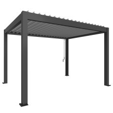 4m x 3m Biohort Metal Pergola - Metallic Dark Grey with Metallic Silver Roof Louvres