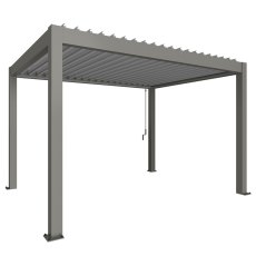 4m x 3m Biohort Metal Pergola - Metallic Quartz Grey with Metallic Silver Roof Louvres