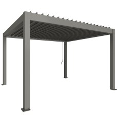 4.00m x 3.50m Biohort Metal Pergola - Metallic Quartz Grey with Metallic Quartz Grey Roof Louvres