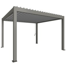 4.00m x 3.50m Biohort Metal Pergola - Metallic Quartz Grey with Metallic Silver Roof Louvres