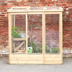 4 X 6 Forest Wallscape Lean To Greenhouse With Open Back - Pressure Treated - in situ, side view