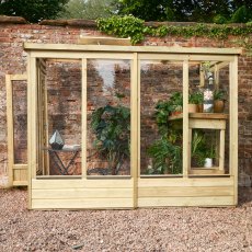 4 X 8 Forest Wallscape Lean To Greenhouse With Open Back - Pressure Treated - in situ, front view