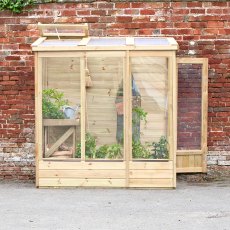 4 x 6 Forest Wallscape Lean To Greenhouse With Solid Back - Pressure Treated - in situ, side view