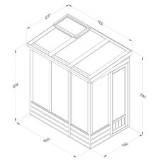 4 x 6 Forest Wallscape Lean To Greenhouse With Solid Back - Pressure Treated - dimensions