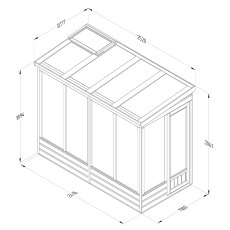 4 x 8 Forest Wallscape Lean To Greenhouse With Solid Back - Pressure Treated - dimensions