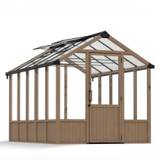 Palram Canopia Natura Cedar 8 x 12 Greenhouse - isolated angle view