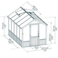 Palram Canopia Natura Cedar 8 x 12 Greenhouse - specs