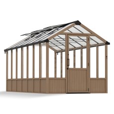 Palram Canopia Natura Cedar 8 x 17 Greenhouse - isolated angle view