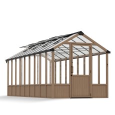 Palram Canopia Natura Cedar 8 x 22 Greenhouse - isolated angle view