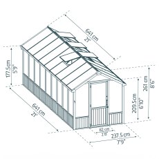 Palram Canopia Natura Cedar 8 x 22 Greenhouse - dimensions