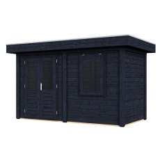 4m X 2m Lugarde Select Aberdeen Pent Log Cabin Summerhouse In 28mm & 44mm Wall Thickness - Black - isolated angle view