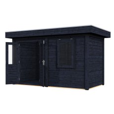 4m X 2m Lugarde Select Aberdeen Pent Log Cabin Summerhouse In 28mm & 44mm Wall Thickness - Black - isolated angle view