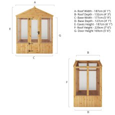 4 X 6 Mercia Woodsman Wooden Greenhouse - Polycarbonate - dimensions