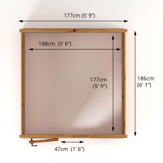 6 X 6 Mercia Woodsman Wooden Greenhouse - Polycarbonate - footprint