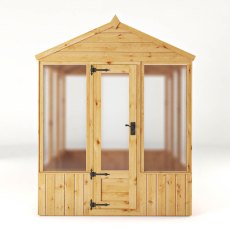 6 X 6 Mercia Woodsman Wooden Greenhouse - Polycarbonate - isolated front view