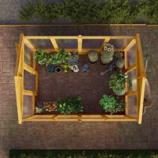 8 X 6 Mercia Woodsman Wooden Greenhouse - Polycarbonate - in situ, top view