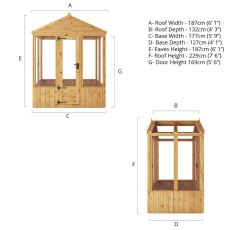 4 X 6 Mercia Woodsman Wooden Greenhouse - Styrene - dimensions