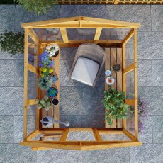 6x6 Mercia Woodsman Wooden Greenhouse - Styrene - top view