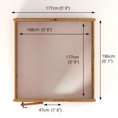 6x6 Mercia Woodsman Wooden Greenhouse - Styrene - dimensions