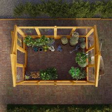 8 X 6 Mercia Woodsman Wooden Greenhouse - Styrene - in situ, top view