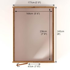 8 X 6 Mercia Woodsman Wooden Greenhouse - Styrene - footprint