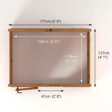 4 x 6 Mercia Woodsman Wooden Greenhouse - Toughened Glass - footprint