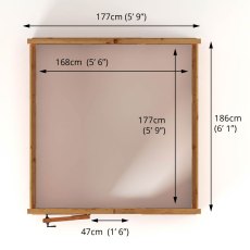 6 X 6 Mercia Woodsman Wooden Greenhouse - Toughened Glass - footprint