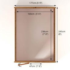 8 x 6 Mercia Woodsman Wooden Greenhouse - Toughened Glass - footprint