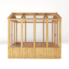 8 x 6 Mercia Woodsman Wooden Greenhouse - Toughened Glass - isolated side view