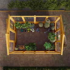 8 x 6 Mercia Woodsman Wooden Greenhouse - Toughened Glass - in situ, top view