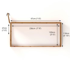 8 x 4 Mercia Woodsman Lean To Wooden Greenhouse - Polycarbonate - footprint