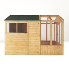 10 X 6 Mercia Woodsman Combi Greenhouse With Shed - isolated side view