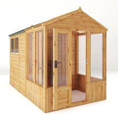 10 X 6 Mercia Woodsman Combi Greenhouse With Shed - isolated angle view, doors open