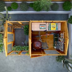 10 X 6 Mercia Woodsman Combi Greenhouse With Shed - in situ, top view