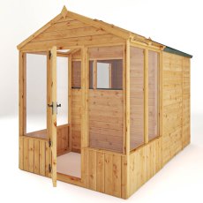 10 X 6 Mercia Woodsman Combi Greenhouse With Shed - isolated side view, doors open