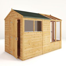 10 X 6 Mercia Woodsman Combi Greenhouse With Shed - isolated angle view