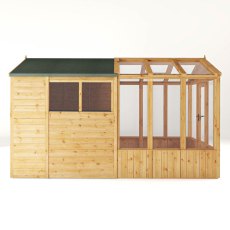 12 X 6 Mercia Woodsman Combi Greenhouse With Shed - isolated side view