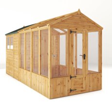 14 X 6 Mercia Woodsman Combi Greenhouse With Shed - isolated angle view