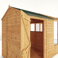 14 X 6 Mercia Woodsman Combi Greenhouse With Shed - isolated back angle view