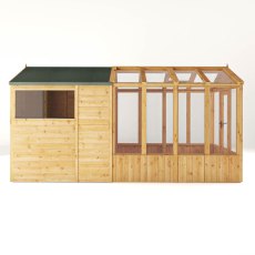 14 X 6 Mercia Woodsman Combi Greenhouse With Shed - isolated side view