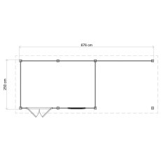 7m X 2.5m Lugarde Dublin Pent Summerhouse With Side Canopy In 28mm & 44mm Wall Thickness - Black - dimensions