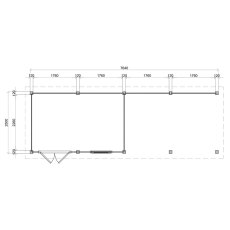 8m x 2.5m Lugarde Belfast Pent Summerhouse With Side Canopy In 28mm & 44mm Wall Thickness - Black - dimensions