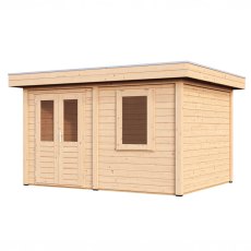 4m X 3m Lugarde Cardiff Pent Summerhouse In 28mm & 44mm Wall Thickness - isolated side view