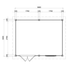 4m X 3m Lugarde Cardiff Pent Summerhouse In 28mm & 44mm Wall Thickness - dimensions